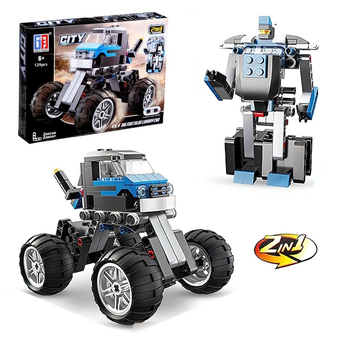 Конструктор инерционный &laquo;Внедорожник&raquo;, 2 варианта сборки, 129 деталей