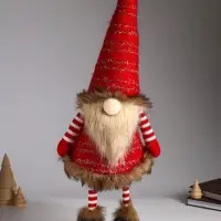 Кукла интерьерная "Гном в красных гетрах и кафтане" на пружине 20х18х55 см