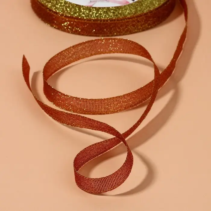 Лента парчовая, 10 мм, 23 &plusmn; 1 м, цвет бордовый №034