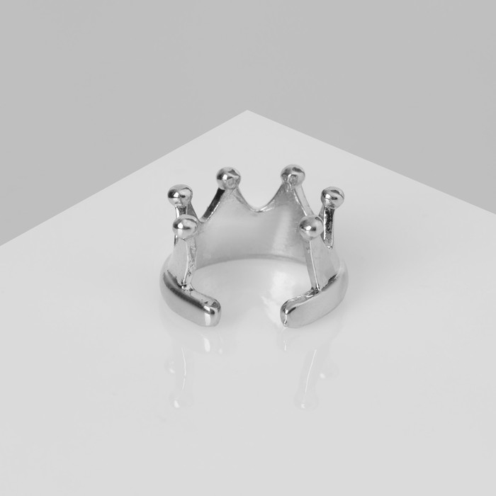 Серьга &laquo;Кафф&raquo; корона, цвет серебро