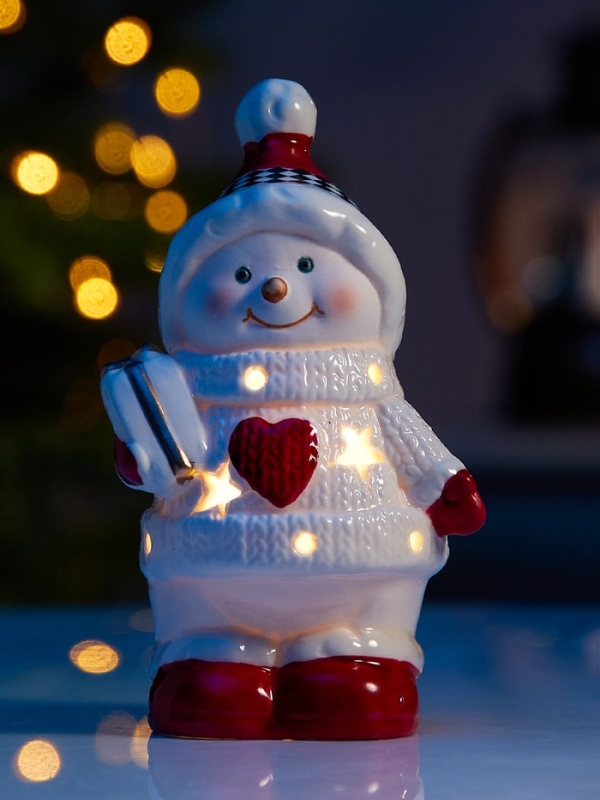 Светодиодная фигура Светодиодная фигура "Снеговичок в свитере" 13.8х6х7, 1 LED, LR44x3(в компл.), Т/БЕЛЫЙ