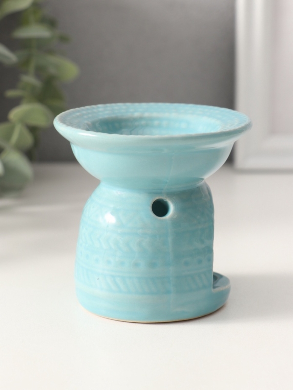 Аромалампа керамика "Геометрические узоры" нежно-голубая 7,5х7,5х6,5 см