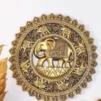 Панно интерьерное полистоун "Индийский слон. Мандала" золото 30х4,6х30 см