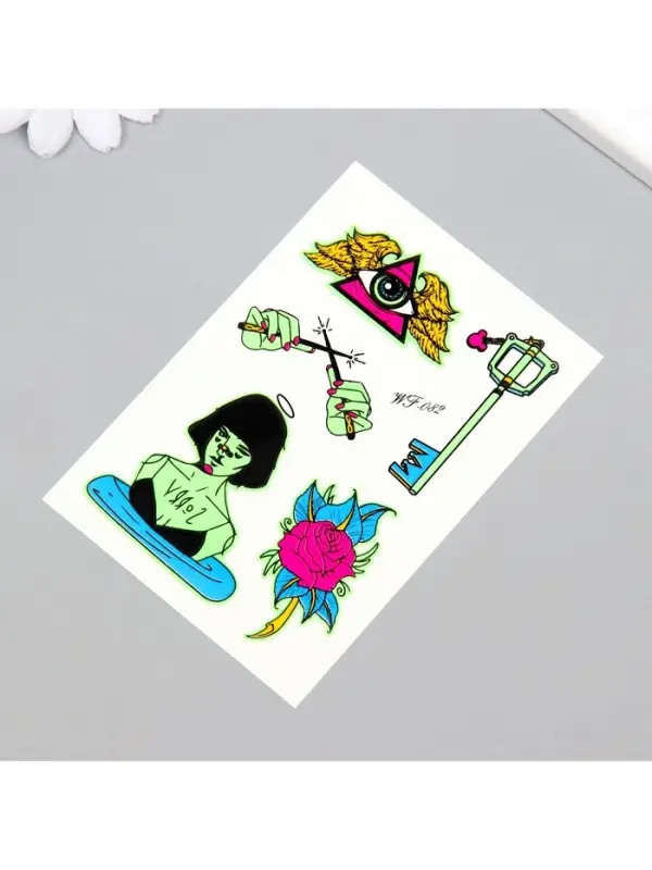 Переводные тату на тело светящиеся цветные &laquo;Тайны и конспирология&raquo;, 14.3&times;7.5 см