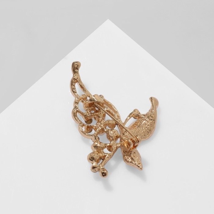 Брошь &laquo;Бабочка&raquo; с жемчужным крылом, цвет белый в золоте