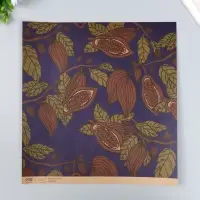 Бумага для скрапбукинга двусторонняя крафт "Какао и цветы" плотность 180 гр 30,5х32 см