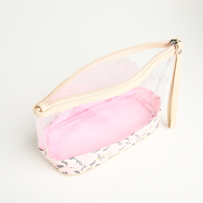 Набор косметичек 2 в 1 на молнии, цвет бежевый Набор косметичек 2 в 1 на молнии, цвет бежевый