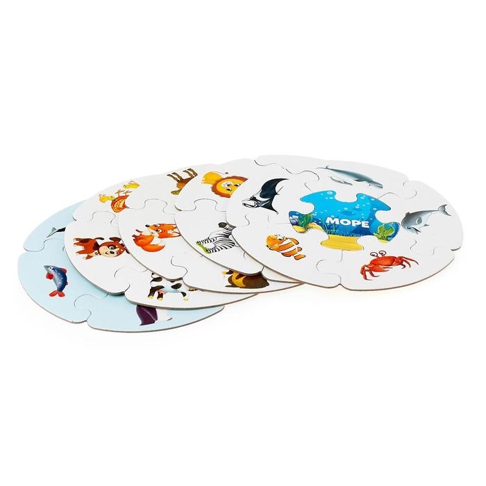 Пазлы- лото &laquo;Мир животных&raquo;, 5 пазлов, 30 элементов