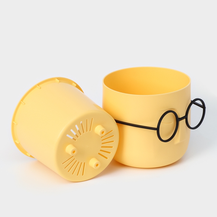 Кашпо для цветов со вставкой &laquo;Стив&raquo;, 650 мл, d=11,5 см, h=10,5 см, цвет банановый