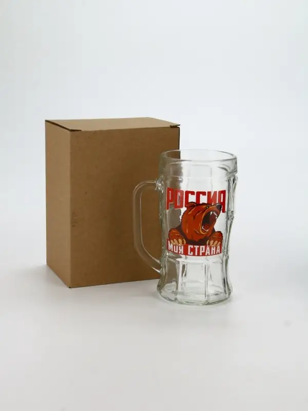 Кружка пивная стеклянная &laquo;Россия, моя страна&raquo;, 500 мл