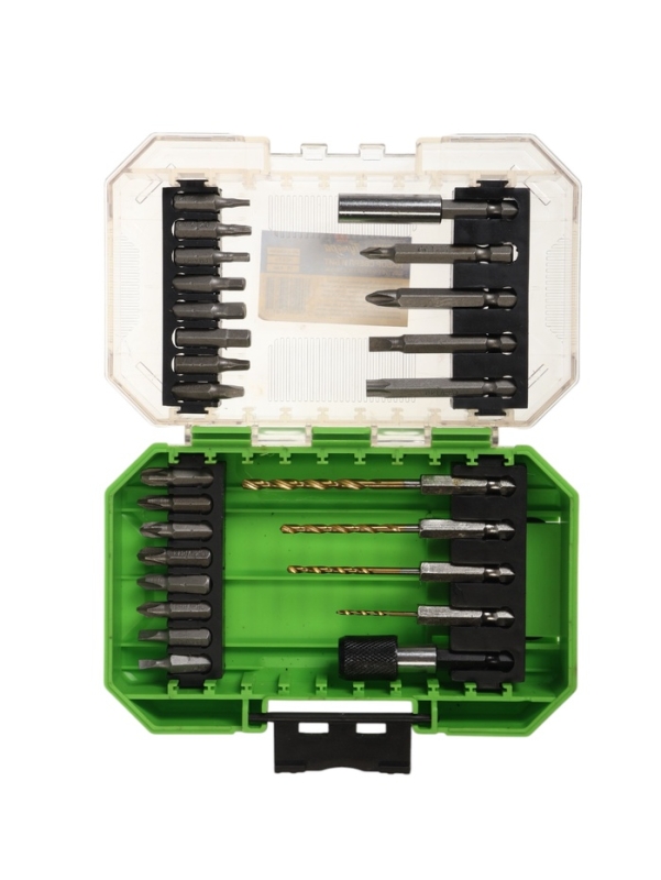 Набор сверл и бит ТУНДРА, HSS-Tin, шестигранный хвостовик, 1.5 - 4 мм, 26 предметов