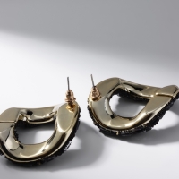 Серьги со стразами &laquo;Блеск&raquo; бублик, чёрные в золоте