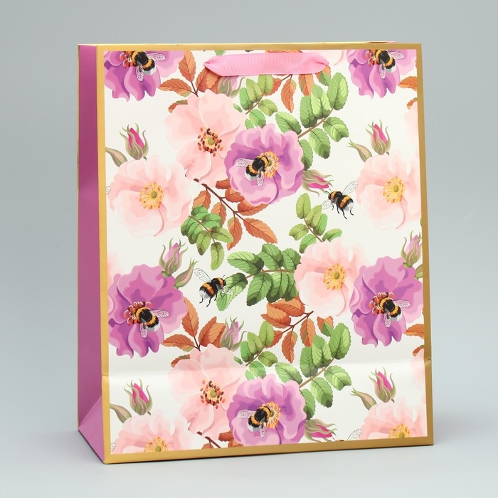 Пакет подарочный, упаковка, &laquo;Нежные цветы&raquo;, 30.5 х 25.4 х 12.7 см