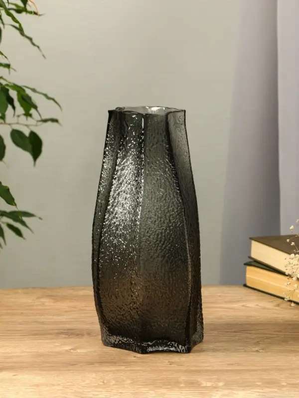 Ваза стекло настольная "Дженис" 30х15х9,5 см, серый