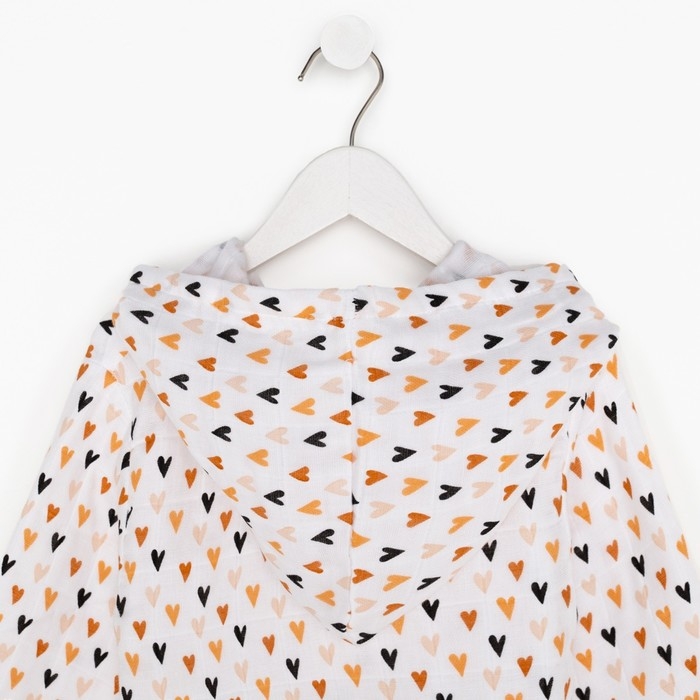 Халат детский муслиновый LoveLife &laquo;Сердечки&raquo; (4 года, рост 104-110 см) 100% хлопок, 235 гр/м2