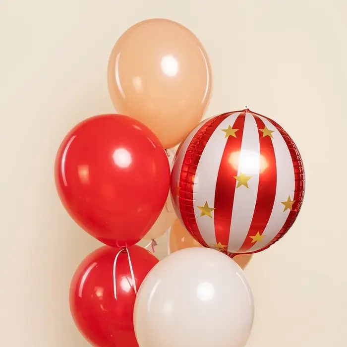 Воздушный шар фольгированный 25" сфера "Новгодний шар" цвет красный