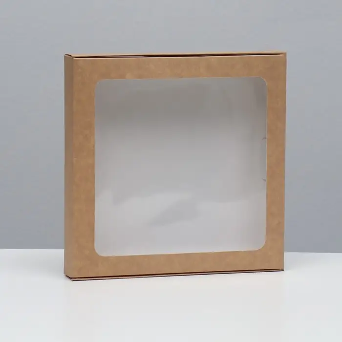 Коробка самосборная, крафт, 21&times;21&times;3 см