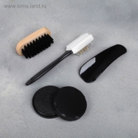 Подарочный набор дорожный для обуви &laquo;100% мужик&raquo;: щётка 2 шт, губка, лопатка