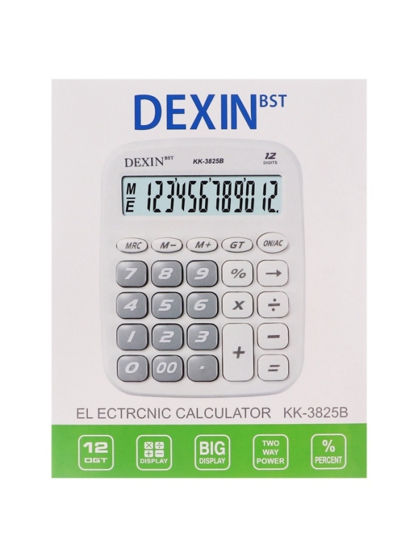 Калькулятор настольный 12-разрядный КК-3825В, голубой
