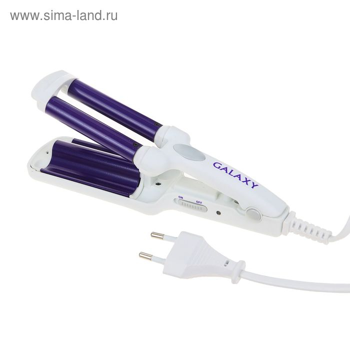 Плойка Galaxy GL 4619, 35 Вт, керамическое покрытие, d=10 мм, 180&deg;С, белая