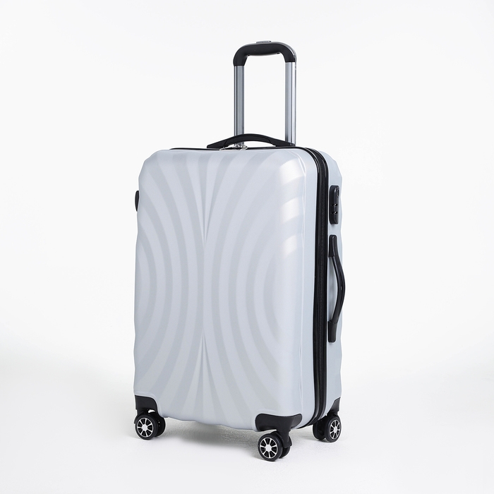 Чемодан средний 60 л (M), «Фабрика КАРТЕКС», отдел на молнии, кодовый замок, 4 колеса, цвет серый Чемодан средний 60 л (M), «Фабрика КАРТЕКС», отдел на молнии, кодовый замок, 4 колеса, цвет серый