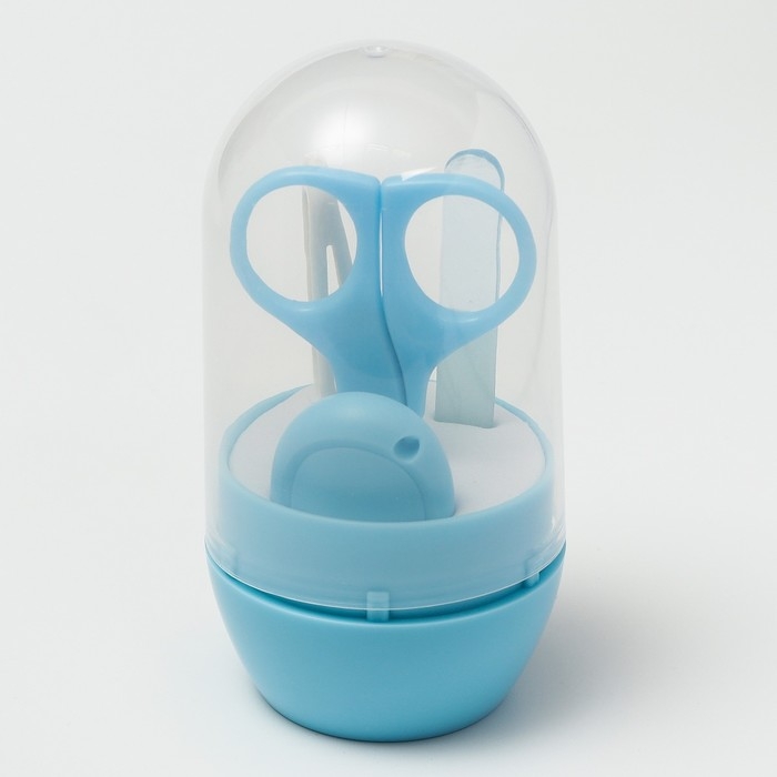 Набор маникюрный детский: ножницы, щипчики, пилочка, пинцет, цвет голубой