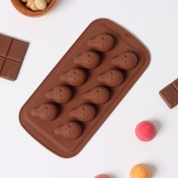 Форма для конфет и шоколада Доляна &laquo;Крик&raquo;, силикон, 21&times;11&times;2 см, 10 ячеек, цвет коричневый