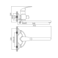 Смеситель для ванны Accoona A7125, однорычажный, излив 300 мм, душевой набор, хром Смеситель для ванны Accoona A7125, однорычажный, излив 300 мм, душевой набор, хром