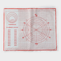 Армированный коврик для выпечки с разметкой, силикон, 50&times;40 см, цвет красный