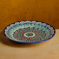 Тарелка Риштанская Керамика "Цветы", 22 см, синяя Тарелка Риштанская Керамика "Цветы", 22 см, синяя
