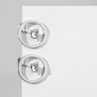 Серьги со стразами «Трансформер» 2в1, цвет белый в серебре Серьги со стразами «Трансформер» 2в1, цвет белый в серебре