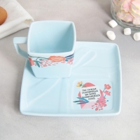 Чайная пара керамическая &laquo;Ты самая особенная&raquo;, кружка 150 мл, блюдце 15.5х15.5 см, цвет голубой