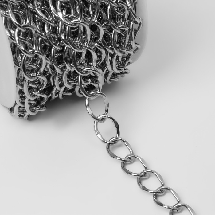 Цепочка для сумки, металлическая, 19 &times; 15 мм, 10 &plusmn; 0,5 м, цвет серебряный