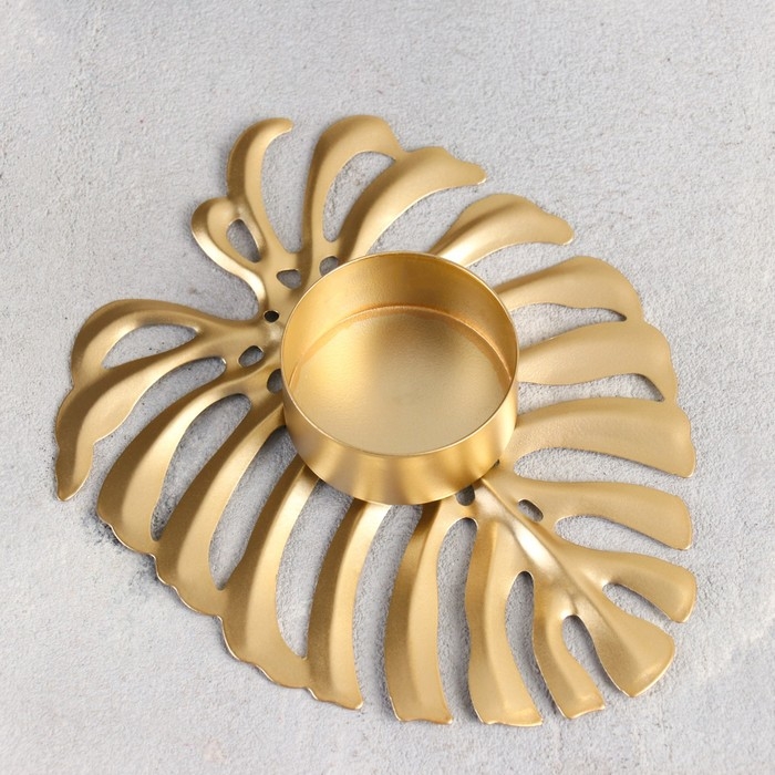 Подсвечник металлический "Кувшинка", на одну свечу, 12.3 х 10 х 2 см, золото