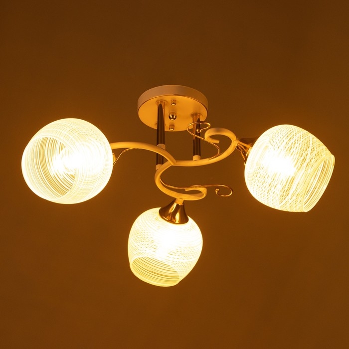 Люстра потолочная Жаклин 3хE27 40Вт Белый, золото Люстра потолочная Жаклин 3хE27 40Вт Белый, золото