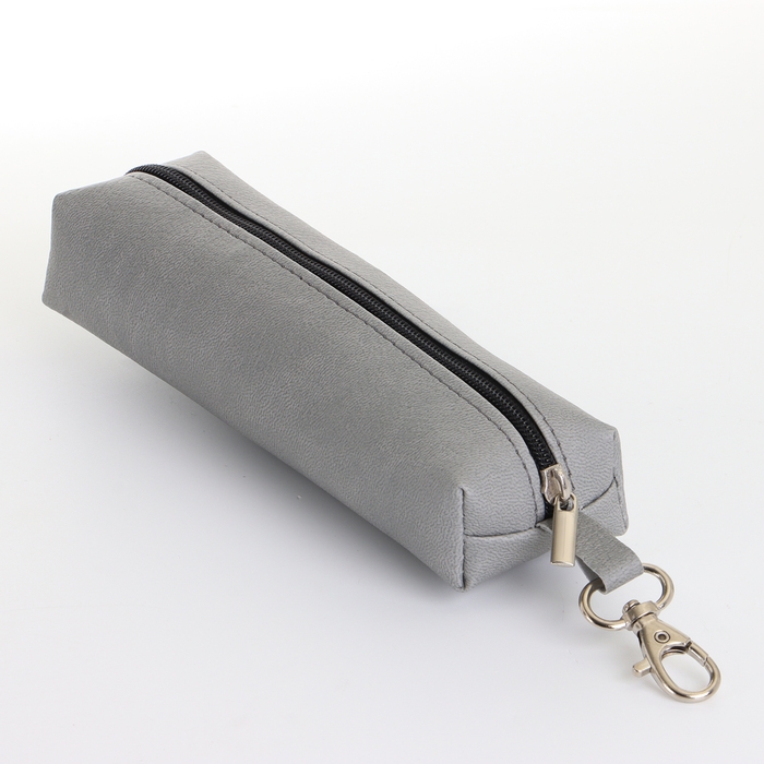 Ключница на молнии, длина 16 см, кольцо, карабин, цвет серый