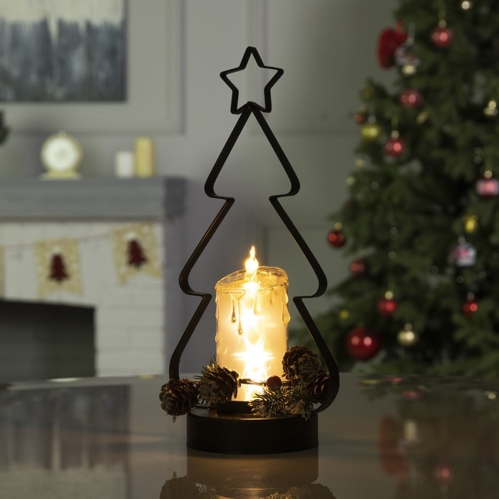 Светодиодная фигура «Свечка в ёлке» 15 × 32 × 11 см, металл, батарейки ААх3 (не в комплекте), свечение тёплое белое Светодиодная фигура «Свечка в ёлке» 15 × 32 × 11 см, металл, батарейки ААх3 (не в комплекте), свечение тёплое белое