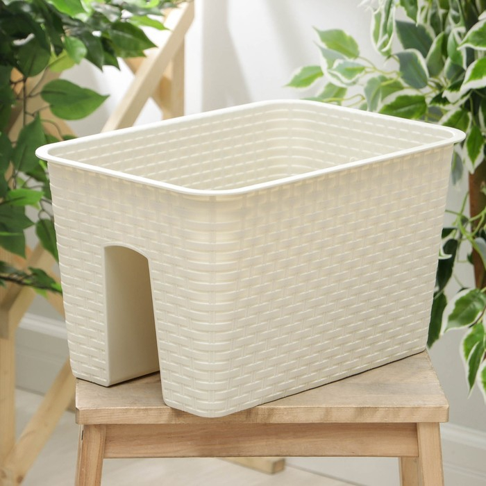 Кашпо на перила &laquo;Ротанг&raquo;, 12 л, цвет бежевый