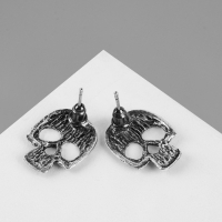 Серьги &laquo;Черепа&raquo; ажурные, цвет чернёное серебро