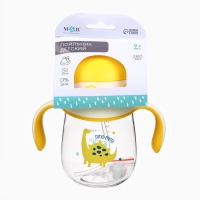 Поильник детский M&B &laquo;Котик&raquo; с трубочкой, от 9 мес., 280 мл., цвет молочно-желтый