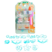 Печать цветная &laquo;Зайка&raquo;, набор 3 шт., ролик-печать с 2 насадками, штемпельная подушка