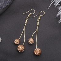 Серьги висячие со стразами &laquo;Шамбала&raquo;, цвет золотой в розовом золоте, 6,5 см