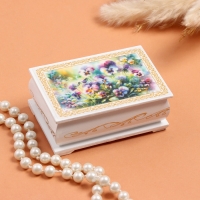 Шкатулка &laquo;Анютины глазки&raquo;, белая, 6&times;9 см, лаковая миниатюра