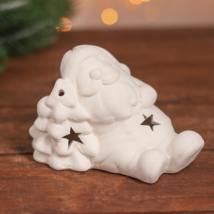 Новый год! Подсвечник под раскраску «Дед Мороз с ёлкой», кисть Новый год! Подсвечник под раскраску «Дед Мороз с ёлкой», кисть