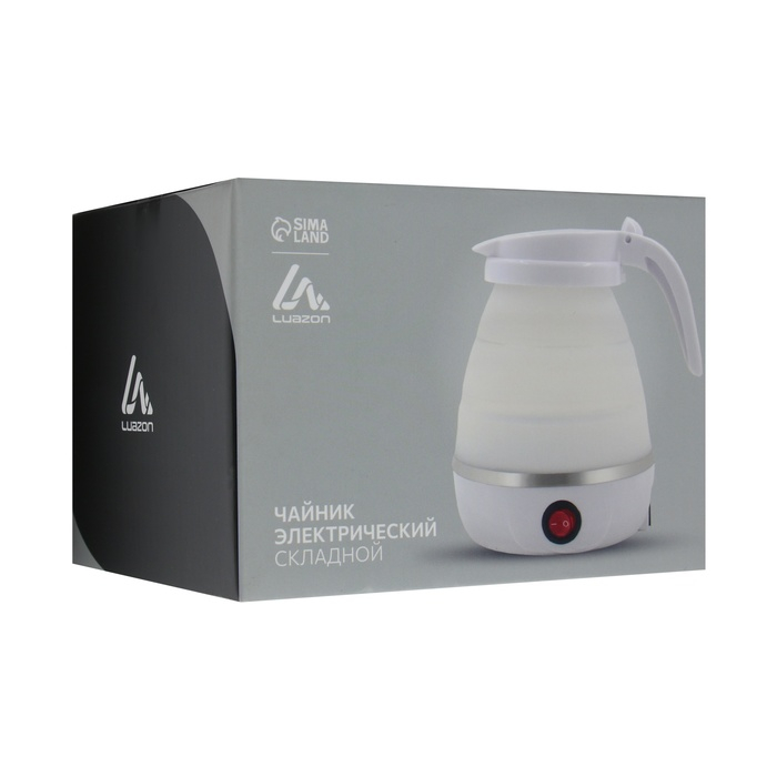 Чайник электрический Luazon LSK-1812, пластик, 0.6 л, 600 Вт, дорожный, белый Чайник электрический Luazon LSK-1812, пластик, 0.6 л, 600 Вт, дорожный, белый