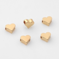 Бусина-разделитель родир. &laquo;Сердечко&raquo;, 6&times;6 мм, d(вн.)=2 мм, (набор 10 шт.), цвет золото