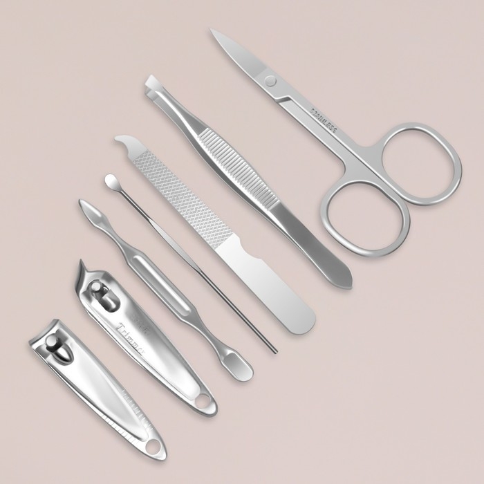 Набор маникюрный «TOUCH», 7 предметов, PVC - чехол, цвет голубой Набор маникюрный «TOUCH», 7 предметов, PVC - чехол, цвет голубой