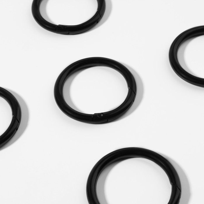 Кольцо-карабин, d = 35/45 мм, толщина - 5 мм, 5 шт, цвет чёрный