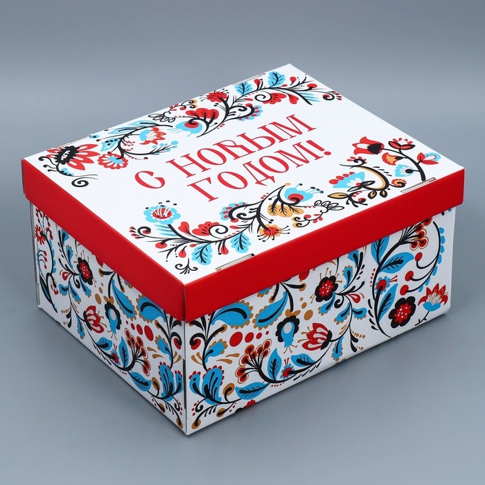 Коробка подарочная новогодняя складная &laquo;Народная&raquo;, 31,2 х 25,6 х 16,1 см, Новый год
