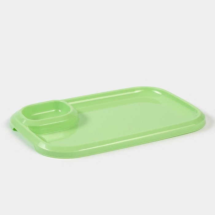 Блюдо для шашлыка с соусницей 30,3&times;21&times;2,5 см, цвет зеленый